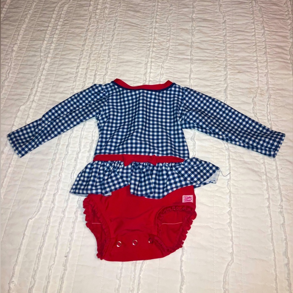 Red white and blue Rufflebutts swim 12-18 months gingham